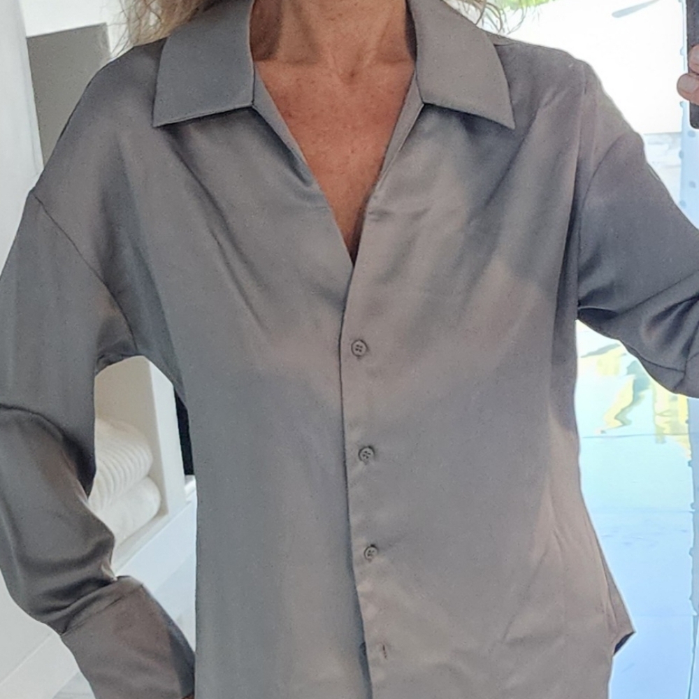 Pleione Men's Casual Gray Button Down Shirt